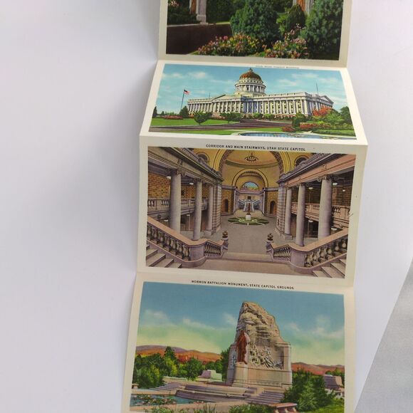 An Art Folder of Salt Lake City Utah 1940s Fold-Out Linen Postcards UT Mormons+ - Picture 8 of 10